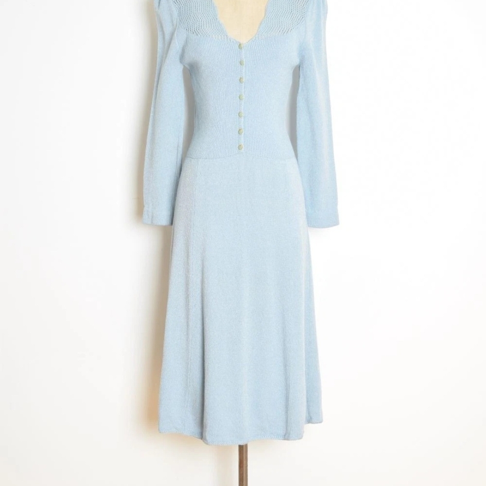 St. John Light Blue Long Sleeve Dress